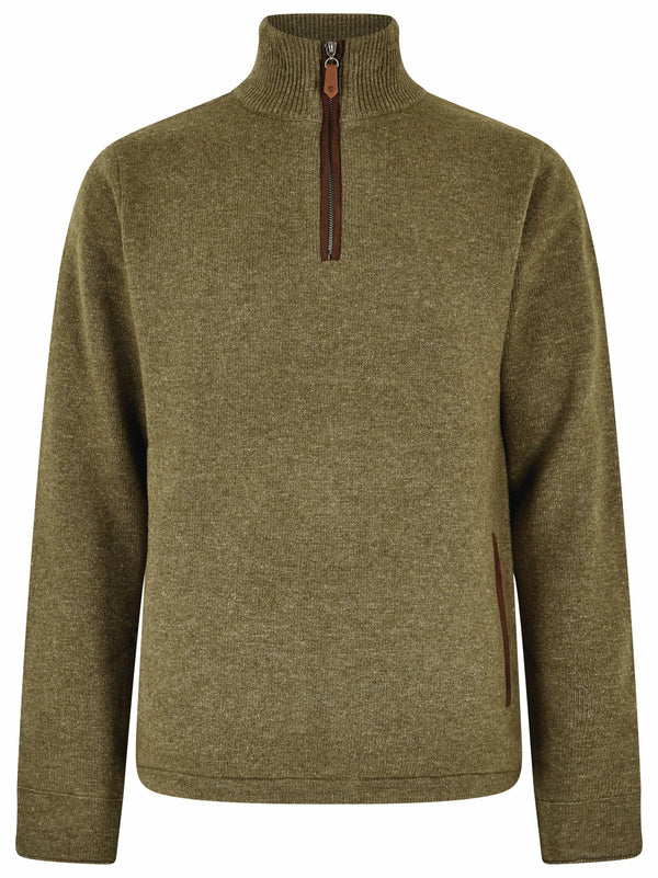 Dubarry Men's Feeney Zip Neck Sweater in Dusky Green