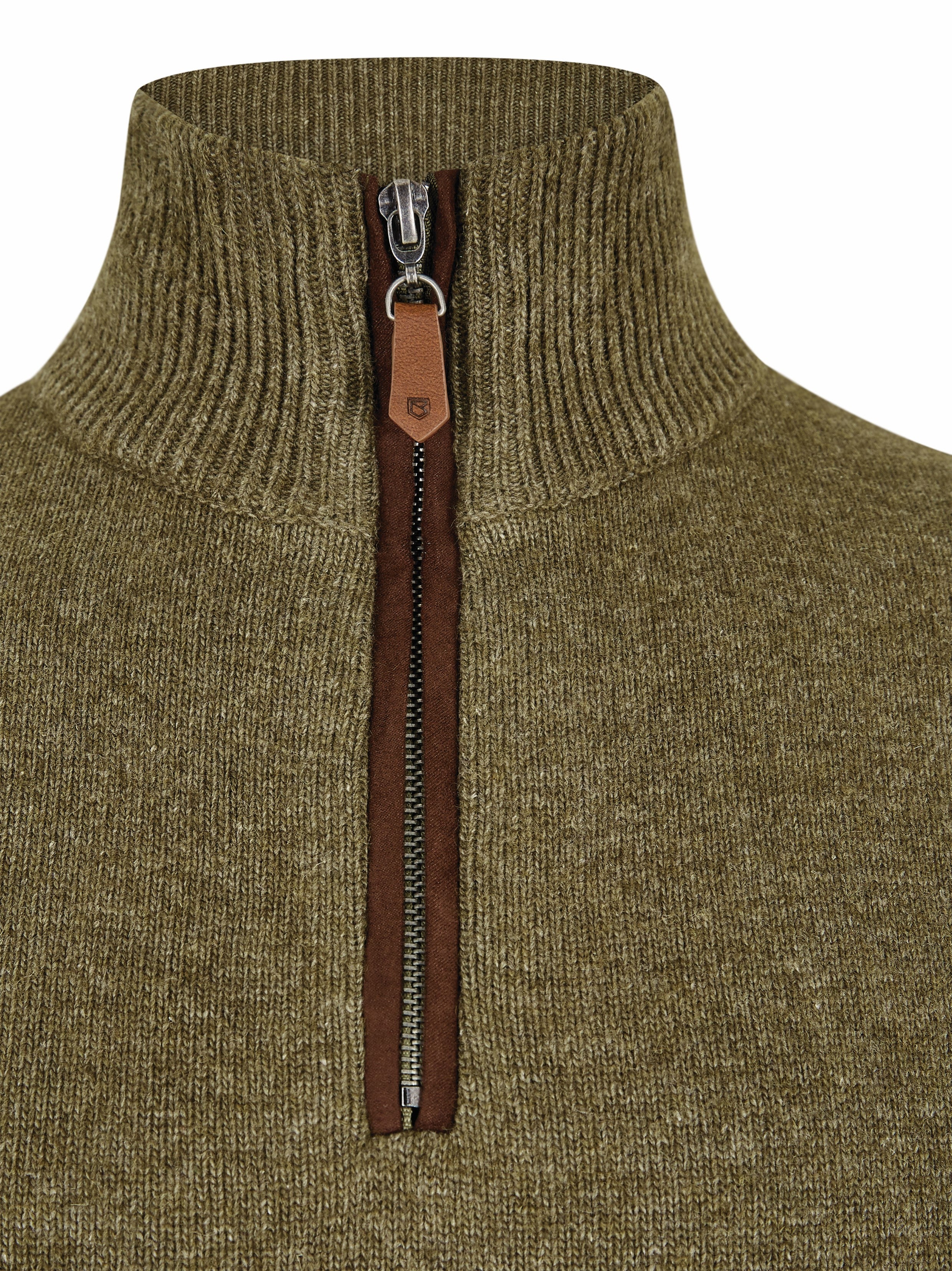 Dubarry Men's Feeney Zip Neck Sweater in Dusky Green