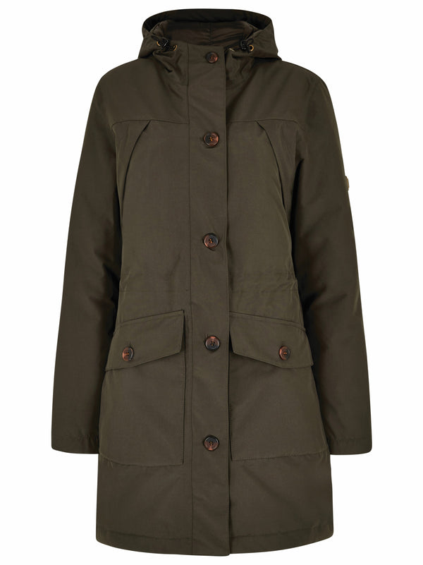 Dubarry Ladies Sandford Waterproof Down Filled Hooded Parka in Ivy