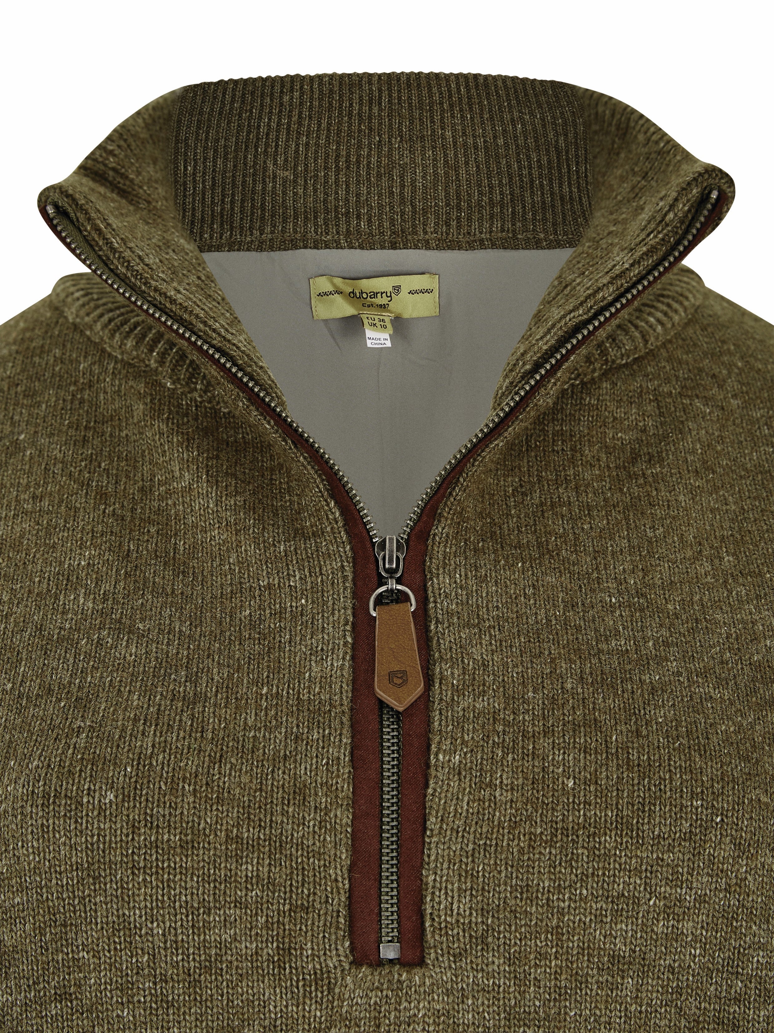 Dubarry Ladies Morrisey Zip Neck Sweater in Dusky Green