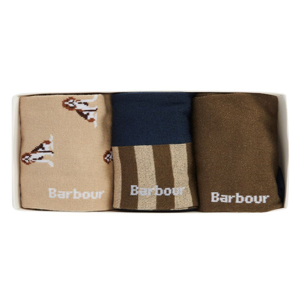 Barbour Men's Beagle Dog Sock Set in Washed Stone