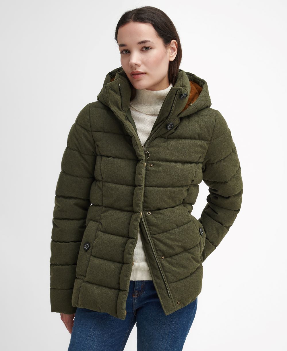 Barbour Ladies Camellia Puffer Jacket in Olive