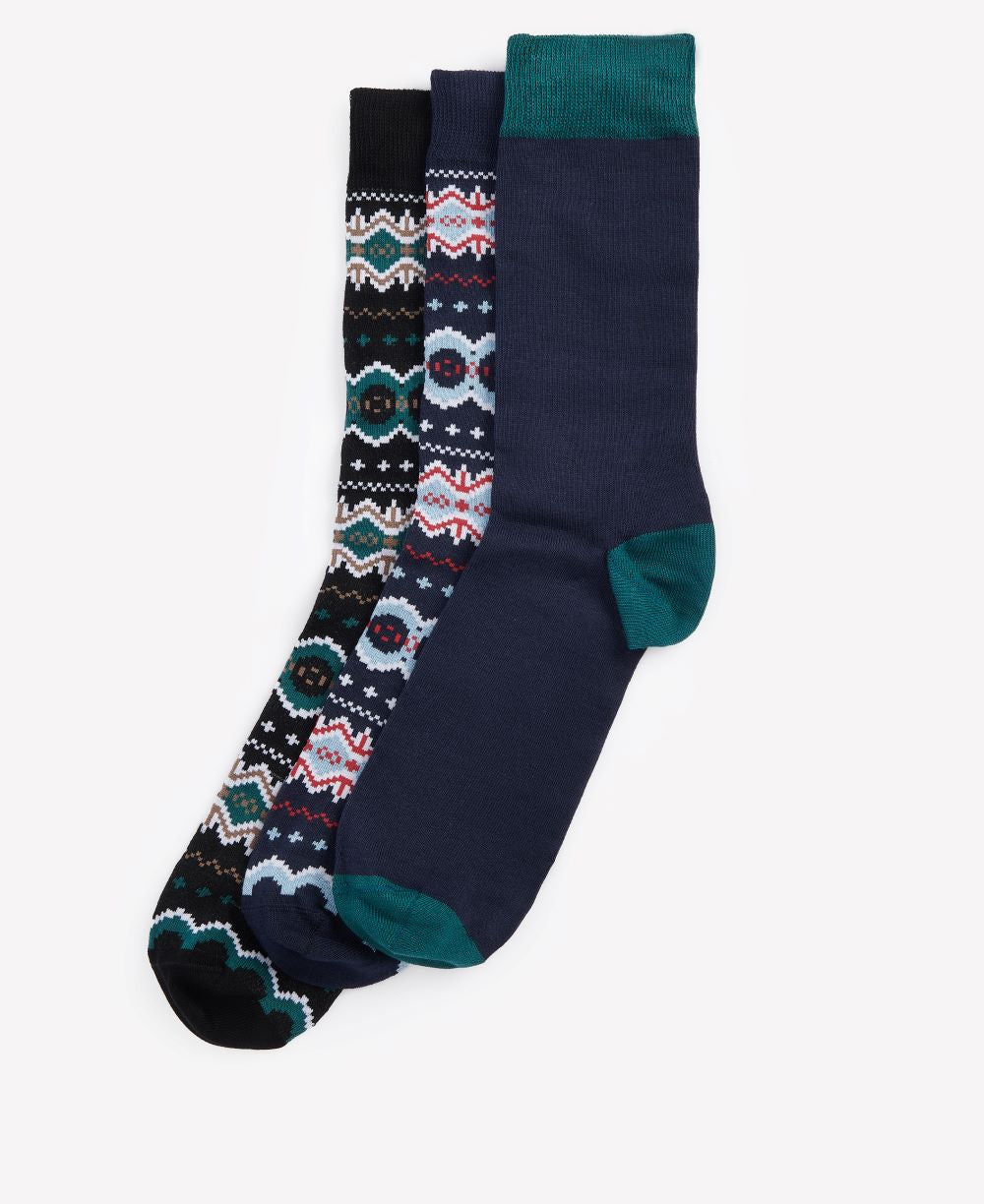 Barbour Men's Fairisle Sock Box in Blue Granite