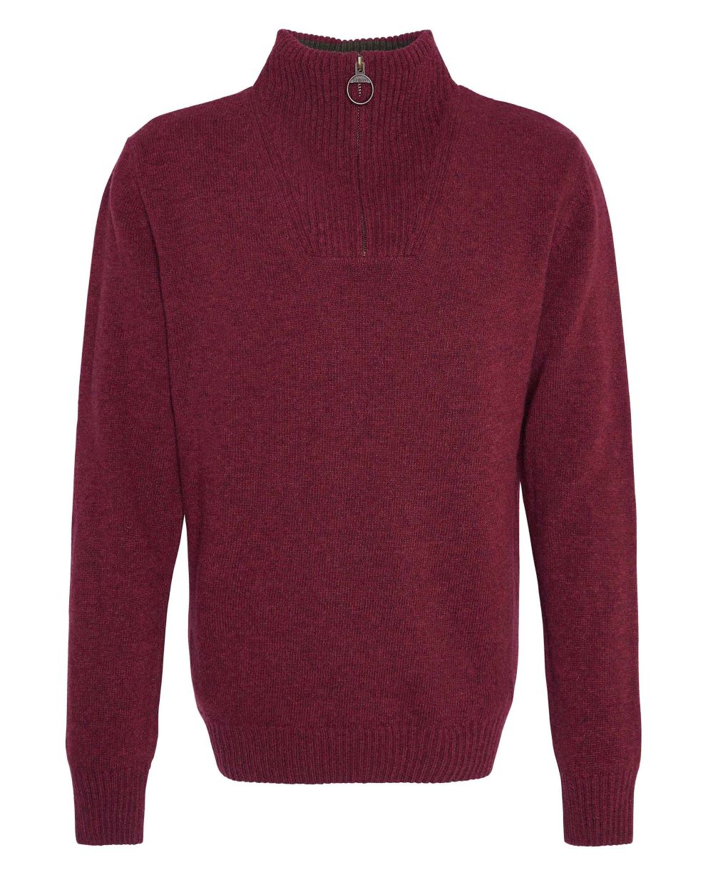 Barbour Men's Nelson Essential Half Zip Knitted Jumper in Port