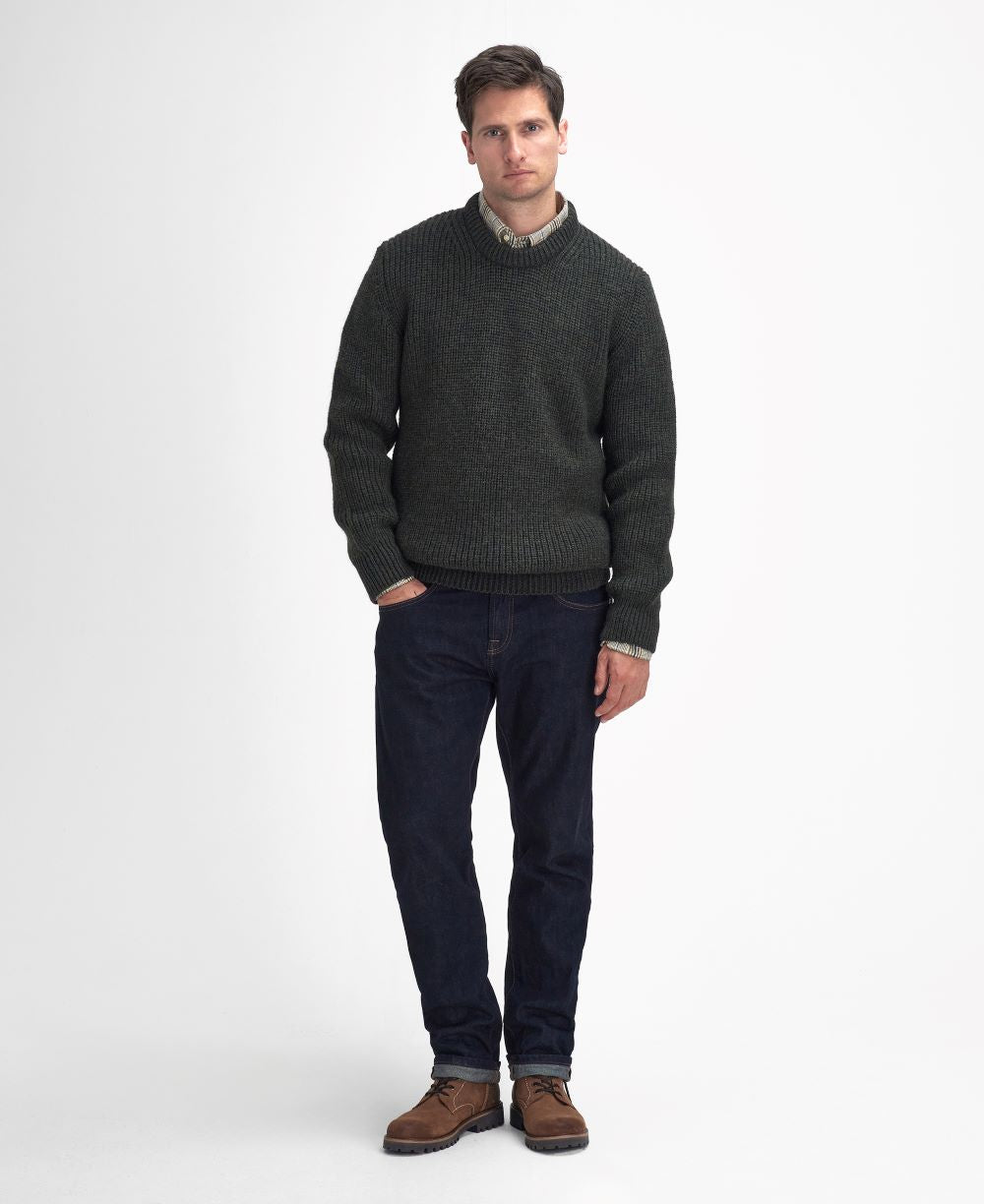 Barbour Men's New Tyne Crew Neck Sweater in Olive