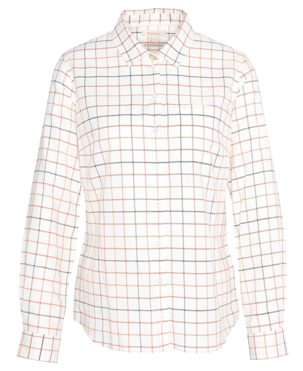 Barbour Ladies Triplebar Check Shirt in Cloud/Pumpkin Check