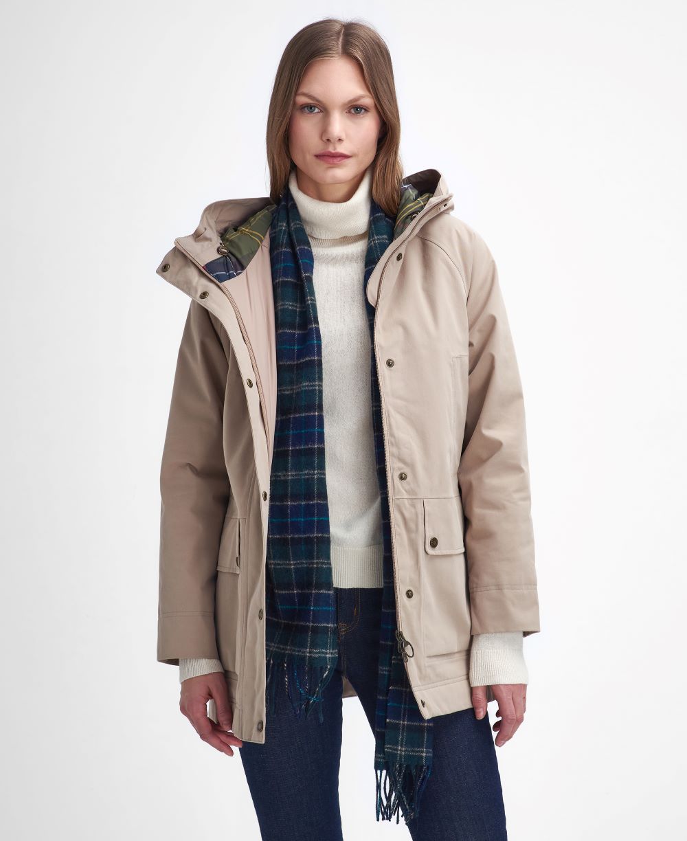 Barbour Ladies Winter Beadnell Waterproof Jacket in Sand Dune Classic