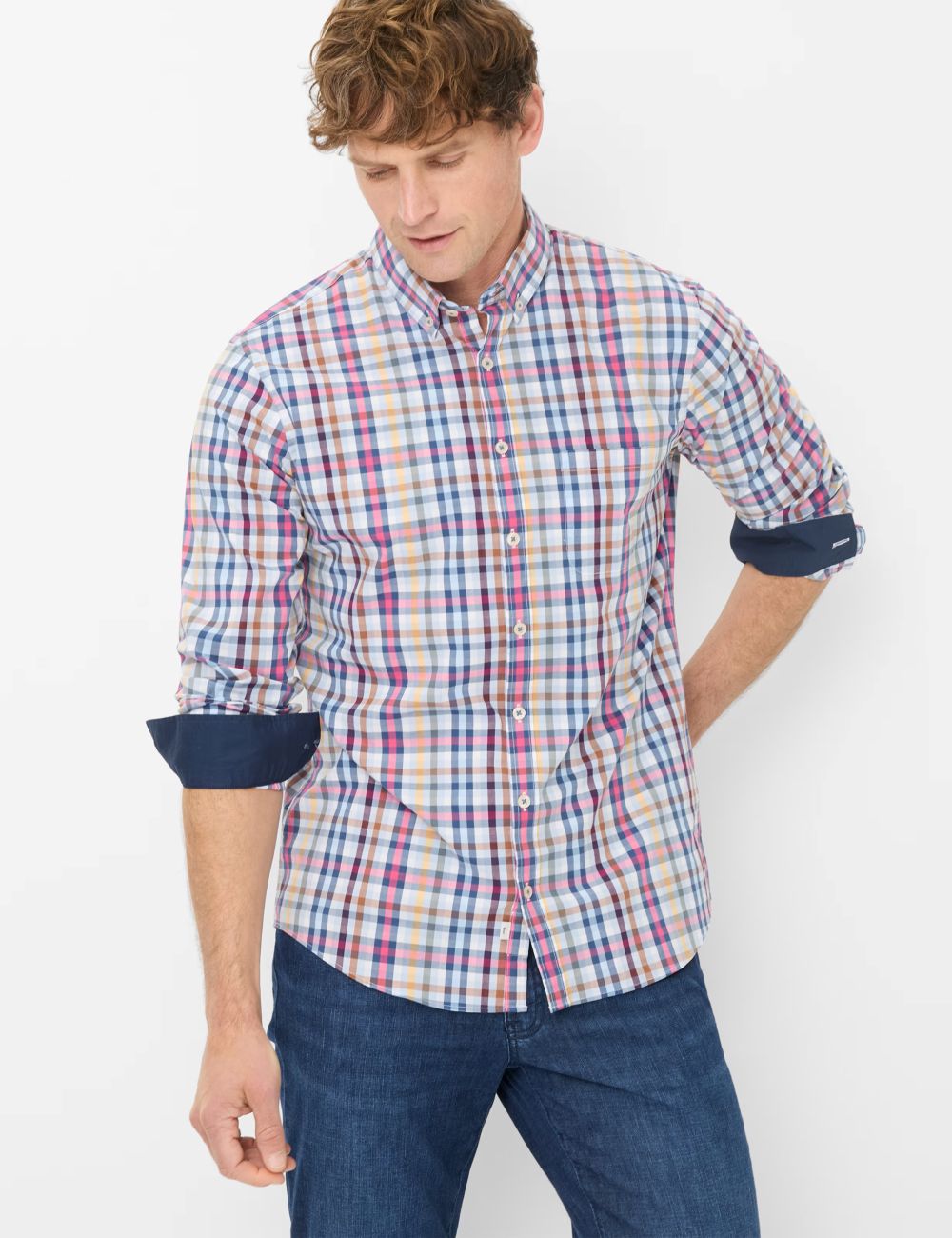 Brax Men's Daniel Long Sleeve Shirt in Cloud