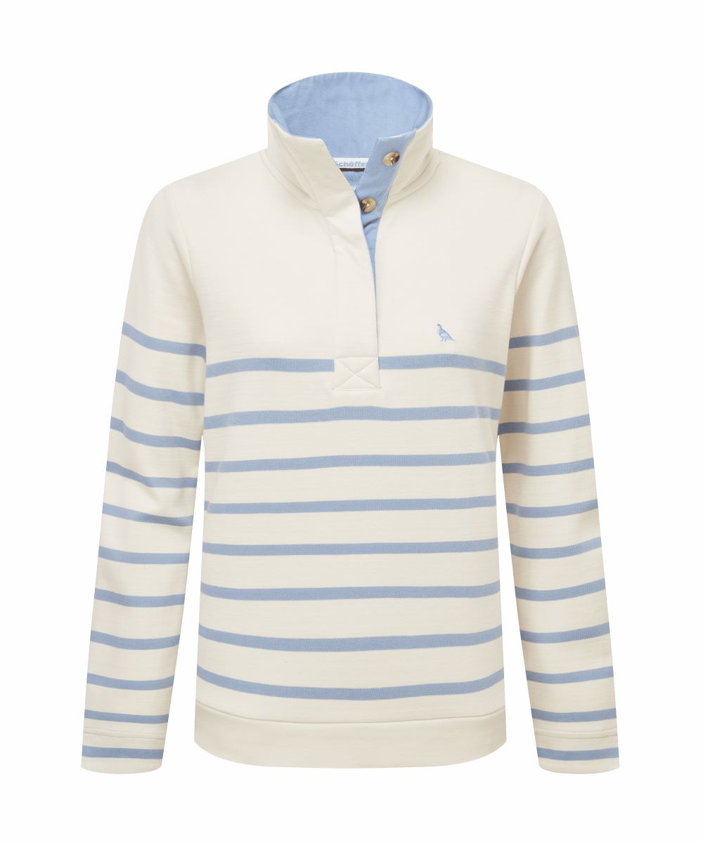 Schoffel Ladies Sandown Sweatshirt in Pale Stone Stripe