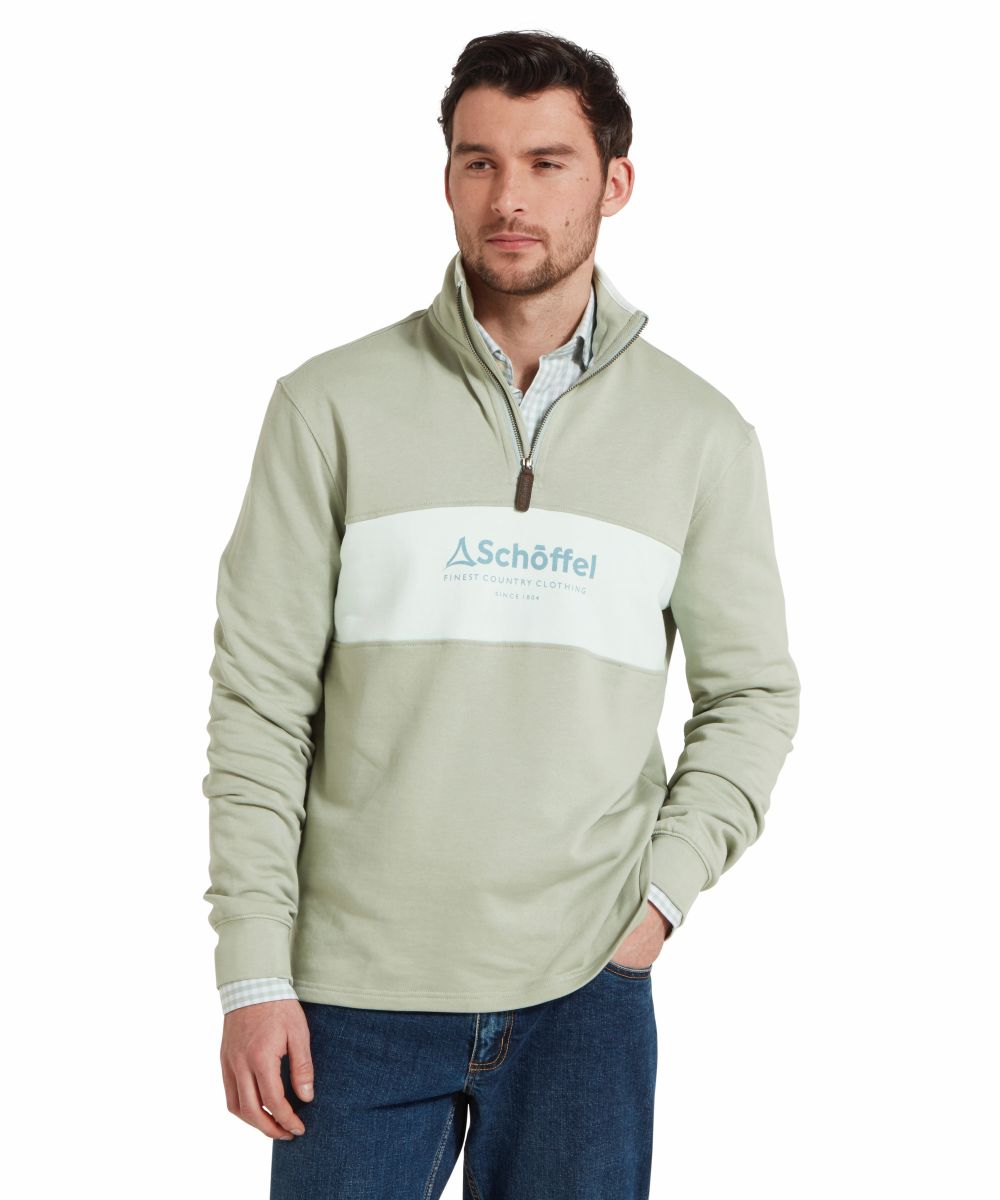 Schoffel Men's Trencom 1/4 Zip in Aqua Grey/Blue Water