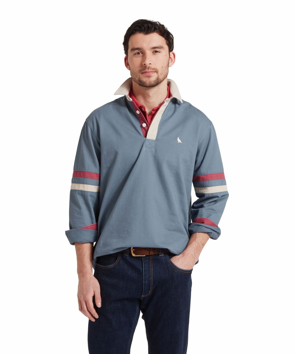 Schoffel Men's Truro Deck Shirt in Dark Pigeon Blue