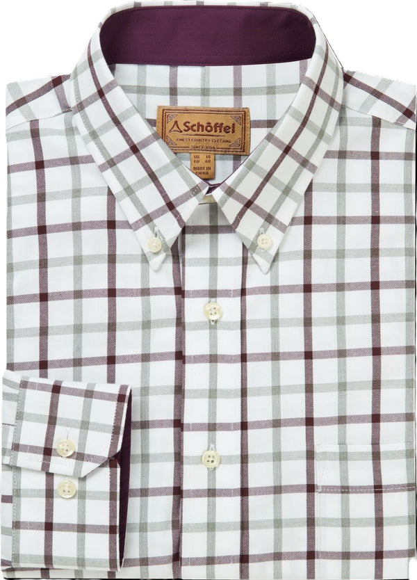 Schoffel Men's Brancaster Classic Shirt in Wine Check