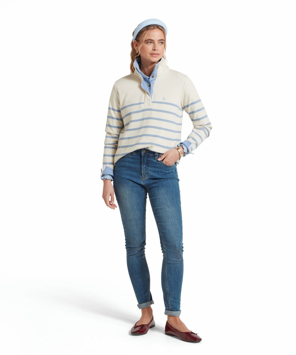 Schoffel Ladies Sandown Sweatshirt in Pale Stone Stripe