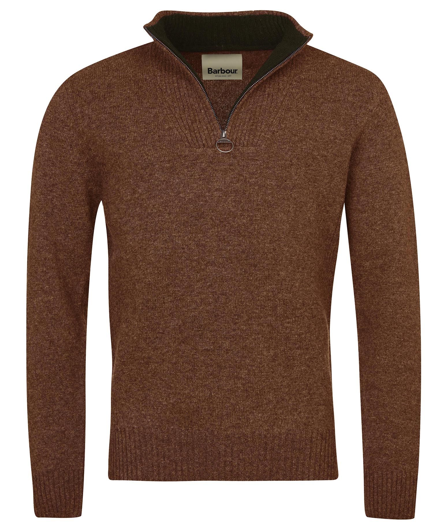 Barbour Men's Nelson Essential Half Zip Knitted Jumper in Dark Sand